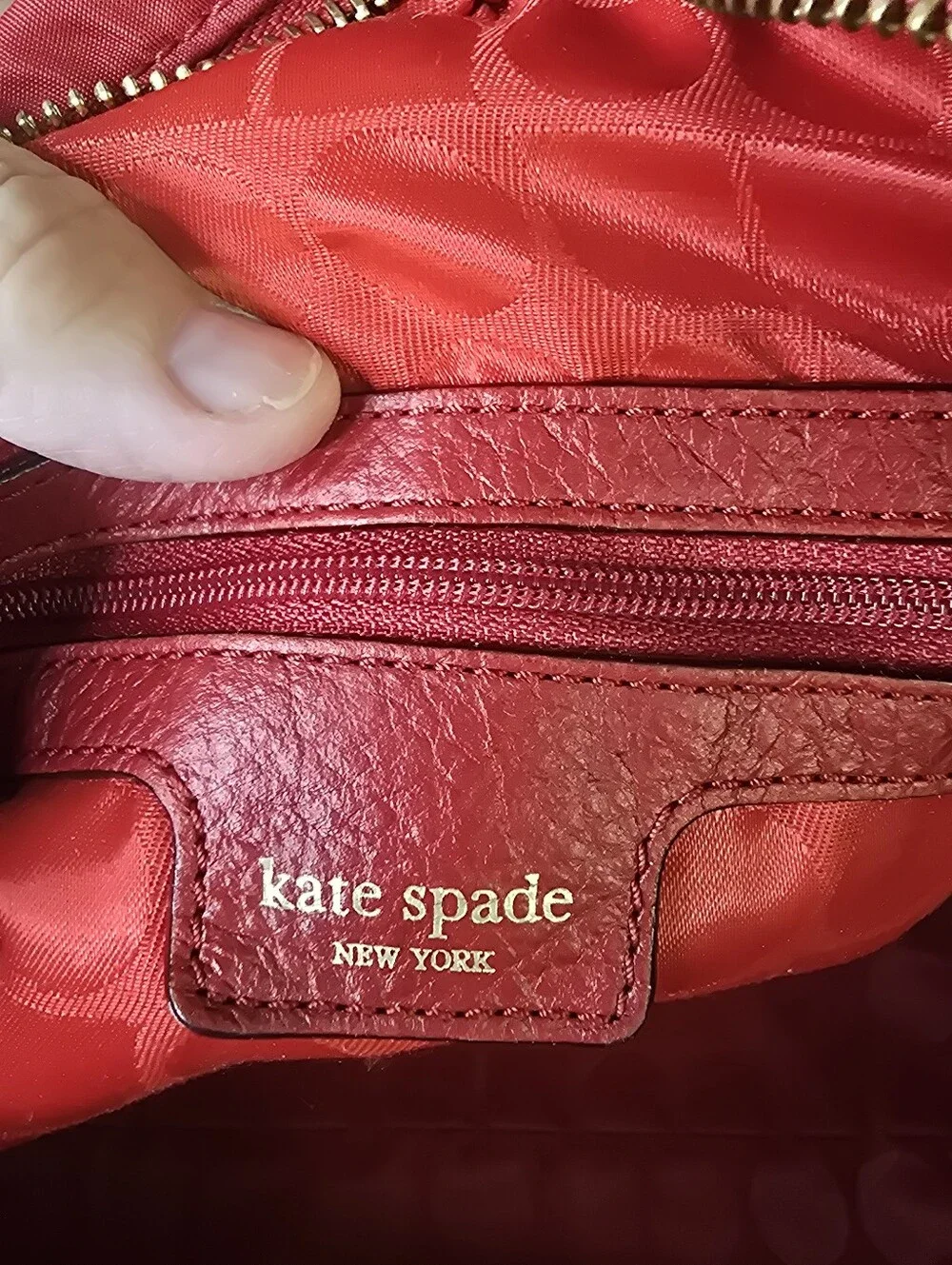 Kate Spade Red Nylon Leather Large Satchel Tote Zebra Scarf